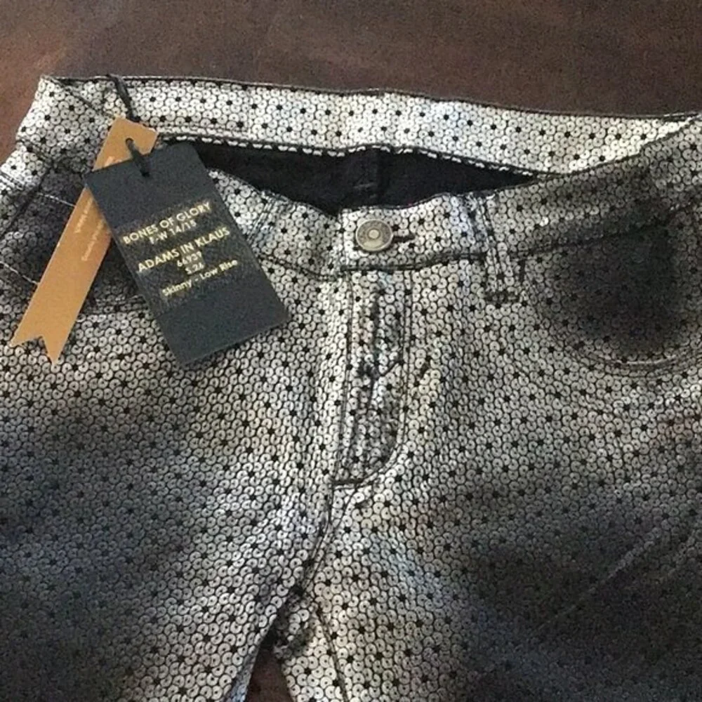 Bones of Glory Silver Skinny Jeans 26 NWT